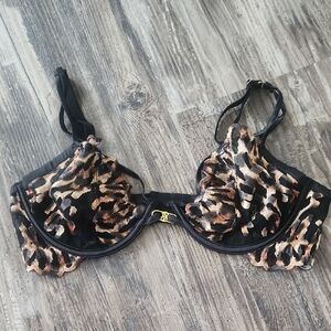 Victoria's Secret Leopard Print Underwire Bra - Black & Brown - 34D
